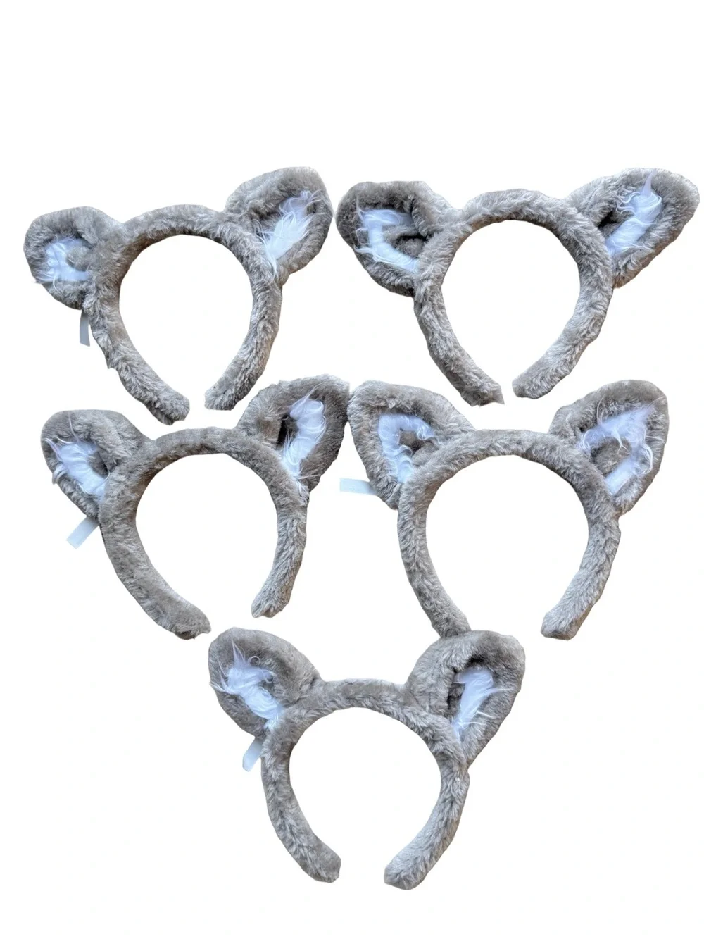 Great Wolf Lodge Beige Wolf Animal Ears Headbands Soft Beige Faux Fur Ears Set 5